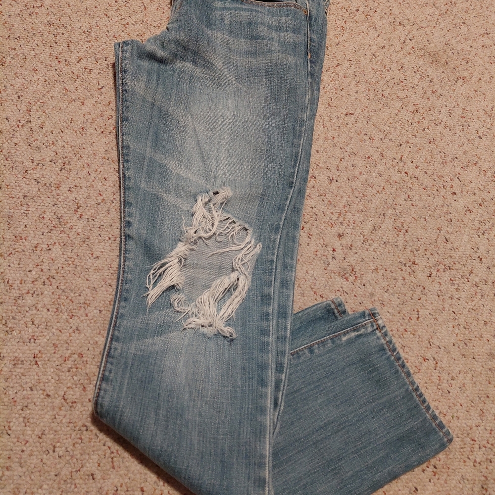 Women's Distressed Blue Jeans Straigth Leg Abercrombie Y2k Vintage Model ERIN - Picture 4 of 13